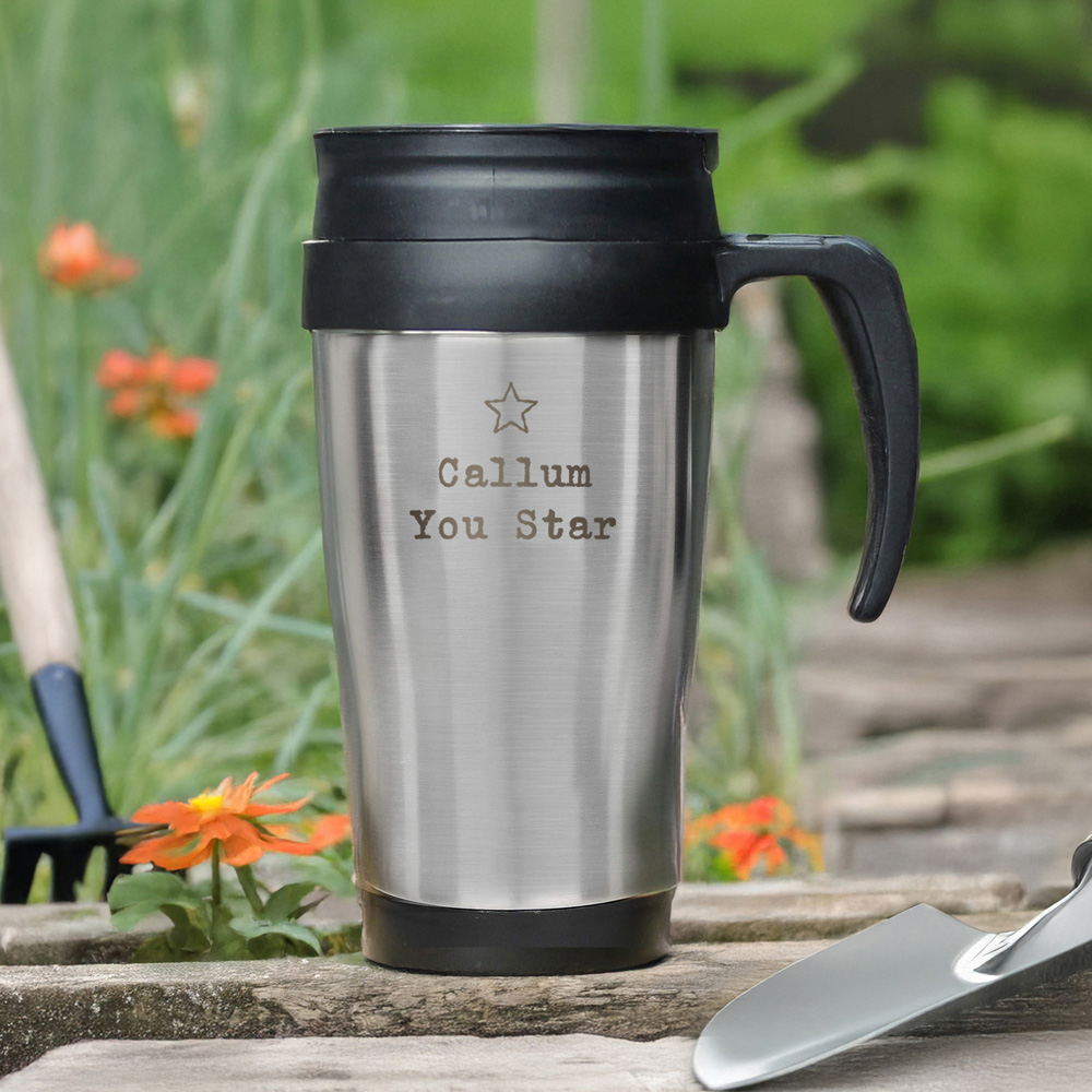 Personalised Memento Company Personalised Star Metal Travel Mug 400ml Image 2