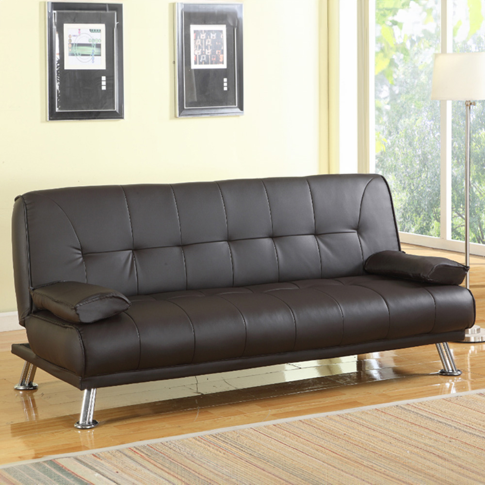 Home Detail Montana Double Sleeper Brown Faux Leather Sofa Bed Image 1