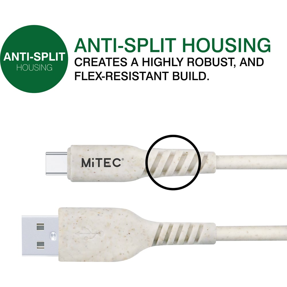MiTEC Natural Bioplastics USB-C to USB-A Cable 1m Image 3