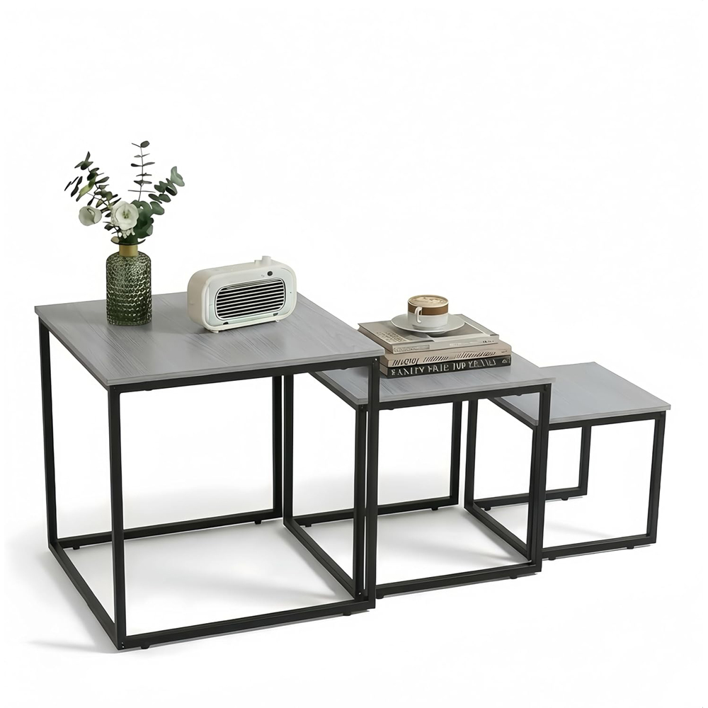 Alivio Grey Industrial Nest of Tables Set of 3 Image 2