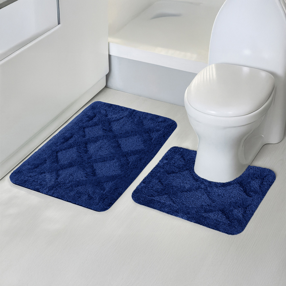 Velosso Knox Navy Bath Mat set Image 2