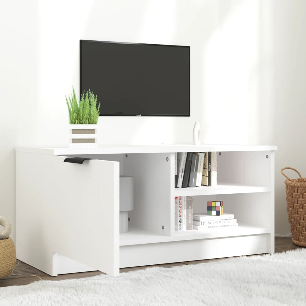 vidaXL Single Door 2 Shelf White TV Cabinet Image 7