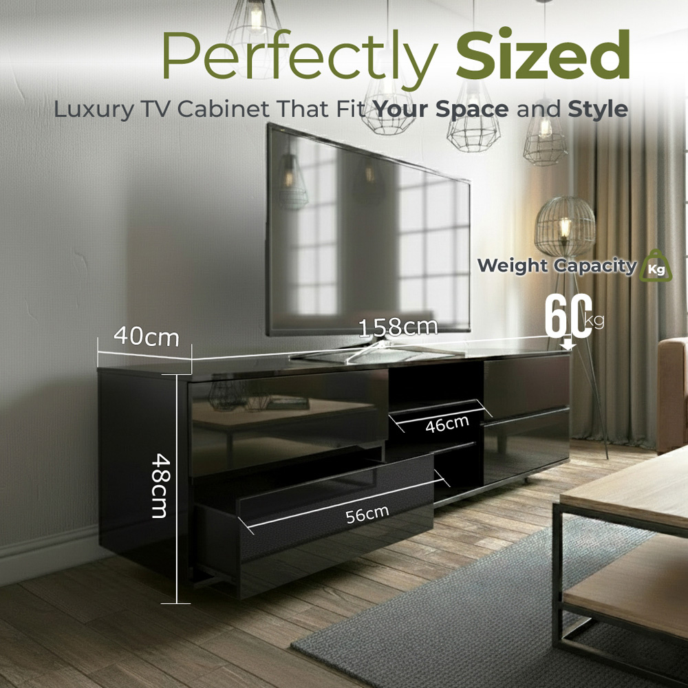 Centurion Supports Avitus 4 Drawer 3 Shelf Premium Gloss Black TV Unit Image 9
