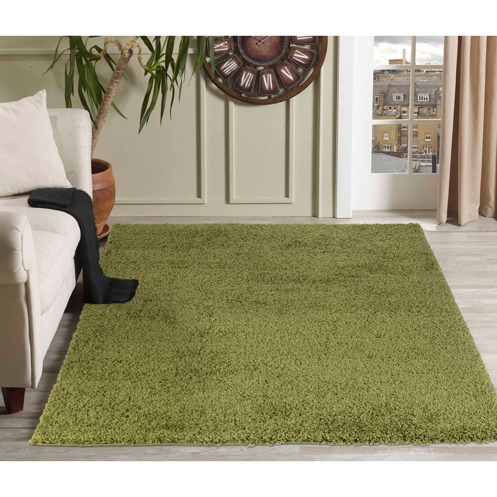 Desire Rugs Oxford Green Plain Shaggy Runner Rug 60 x 220cm Image 5