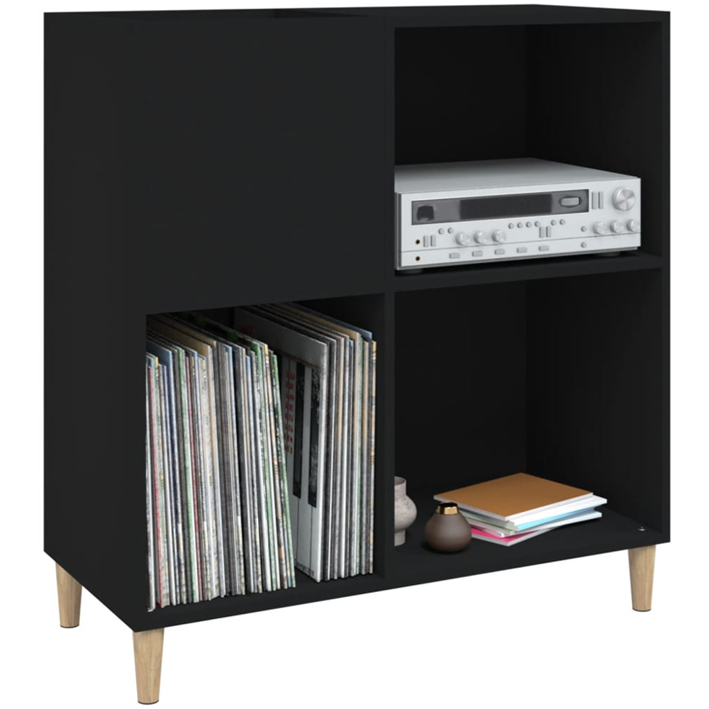 vidaXL 3 Shelf Black Record Cabinet Image 3