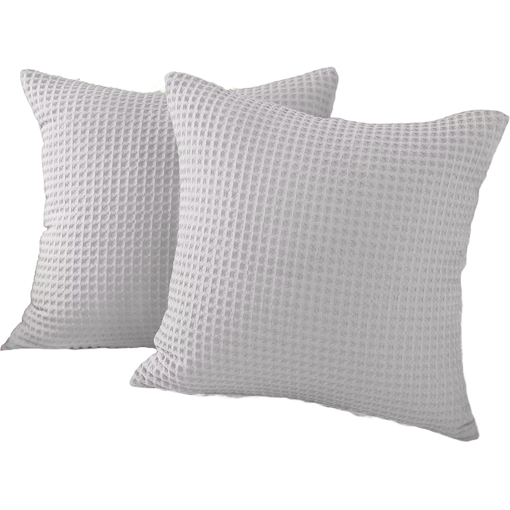 Allure Home Fashions Hotel Dove Grey Waffle Cushion Cover 2 Pack 50 x 50cm Image 1
