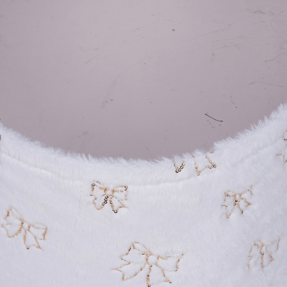 Gold Sparkly Bow Tree Skirt White Image 2