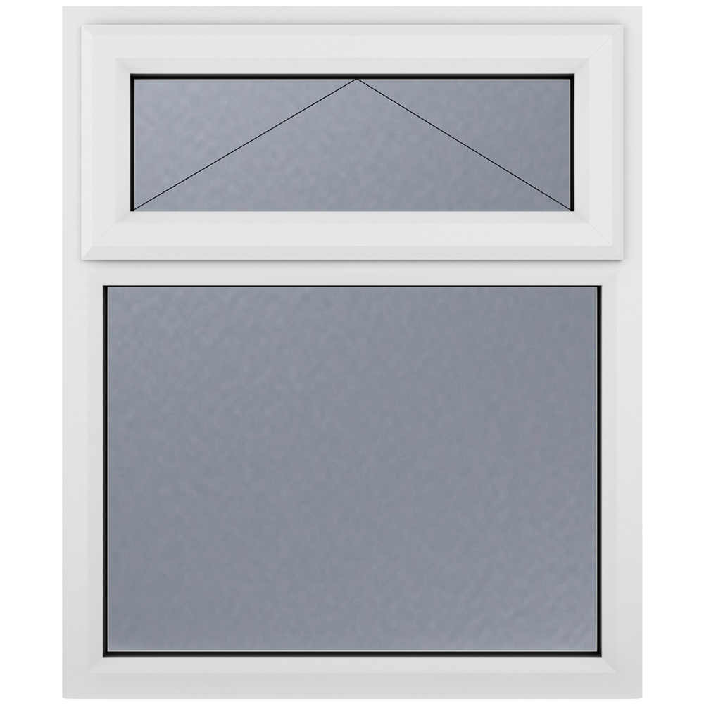 Crystal uPVC Triple Glazed Window Top Hung Over Fixed Light White Obscure Glass 905x1115mm Image 2