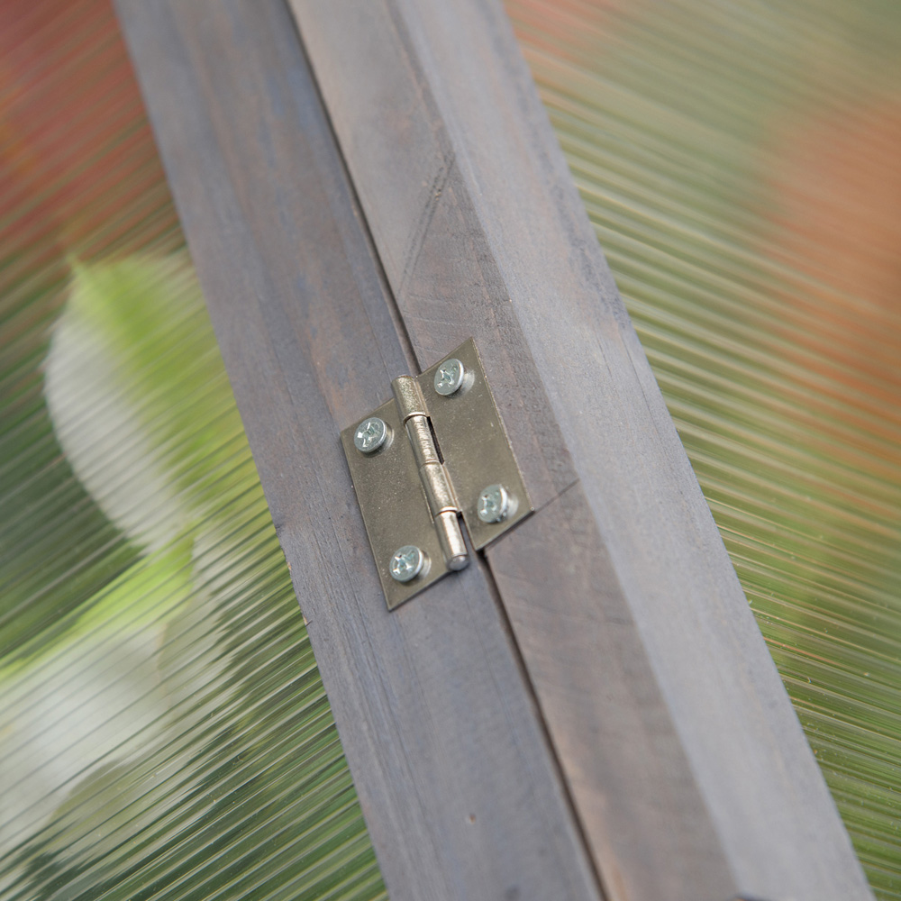 Outsunny Grey Wooden Polycarbonate 2.9 x 1.7ft Mini Greenhouse Image 4