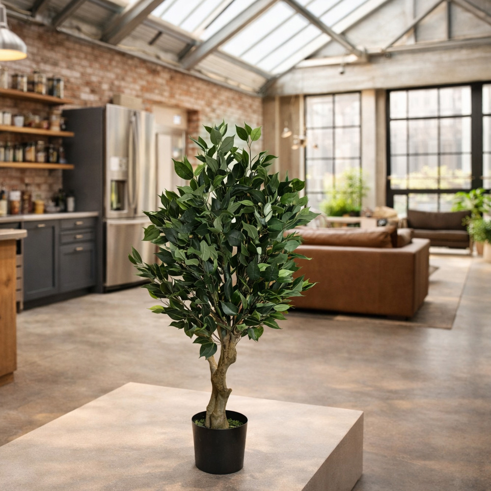 Leaf Artificial Evergreen Ficus Tree Pot 110cm Image 2