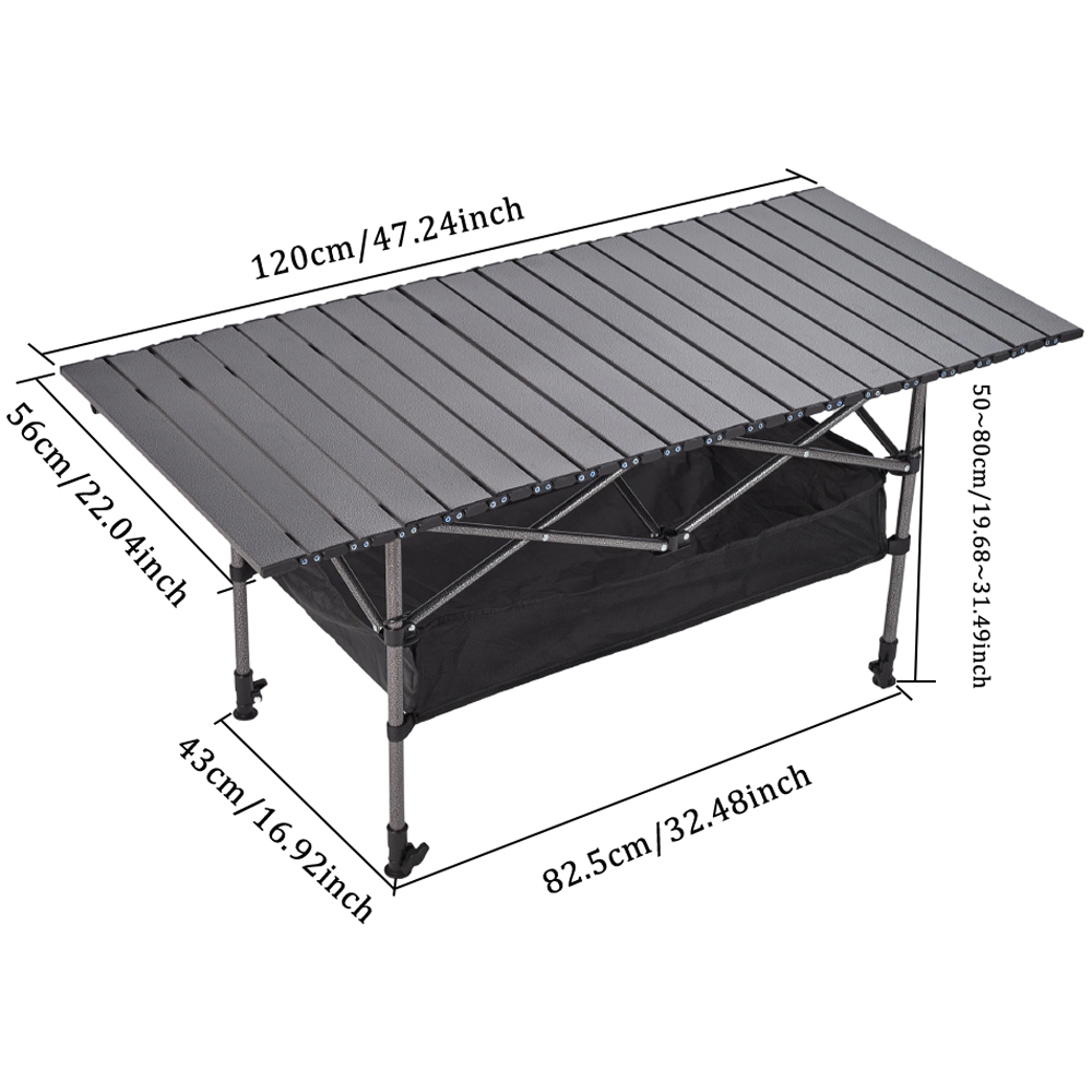 Living and Home Black Portable Folding Camping Table 120 x 55cm Image 8