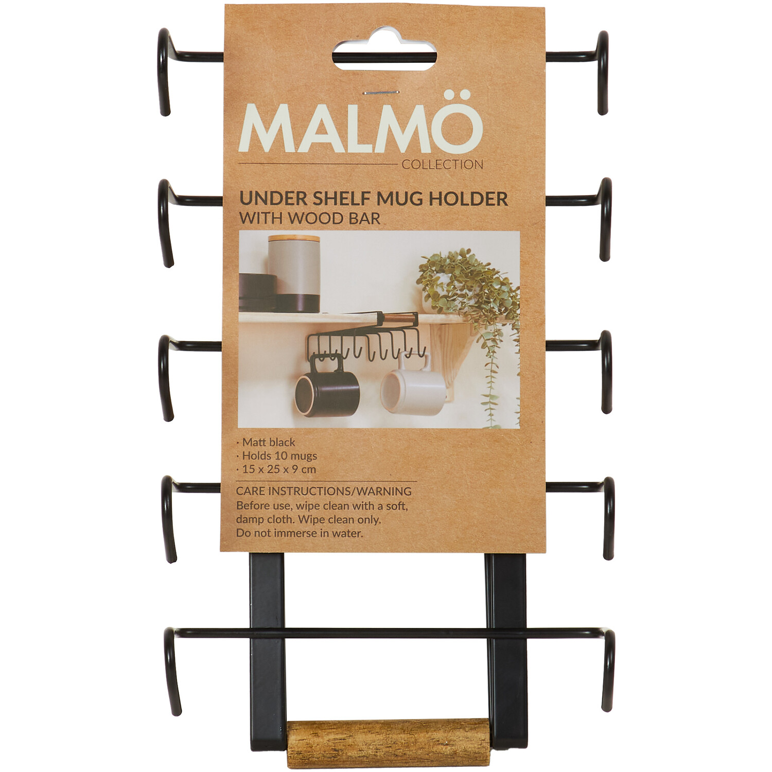 Malmo Under Shelf Mug Holder - Black Image 1
