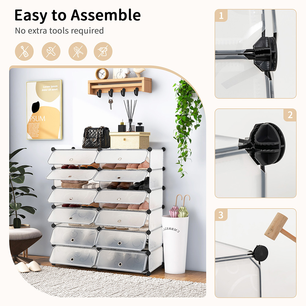 Costway 12 Cube White Shoe Organizer Image 7