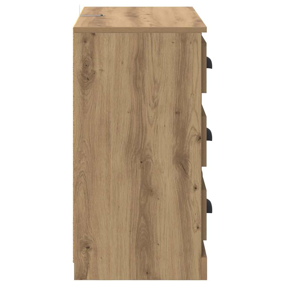 vidaXL 3 Drawer Artisan Oak Modern Sideboard Set of 2 Image 8