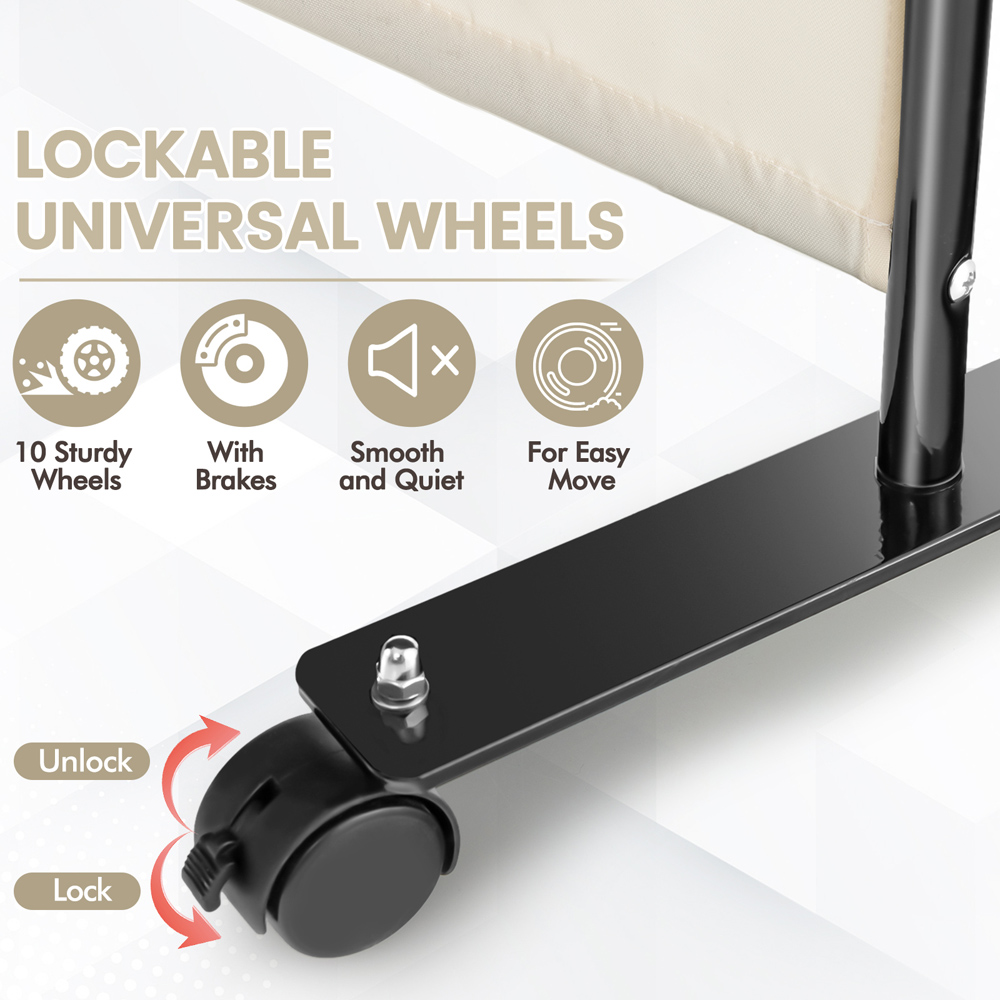 Costway 4 Panel White Folding Room Divider with Wheels Image 5