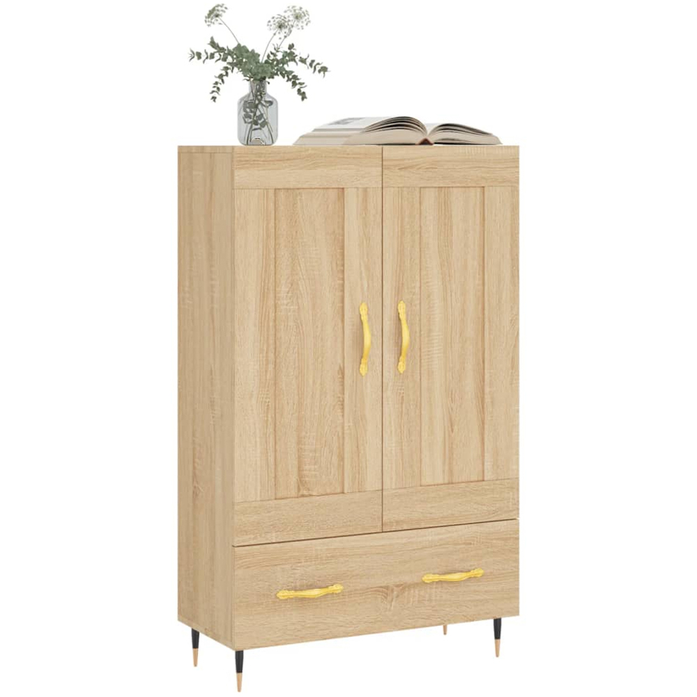 vidaXL 2 Door Single Drawer 2 Shelf Sonoma Oak Highboard with Metal Legs Image 3
