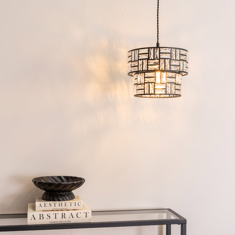 ValueLights Elise Black Acrylic Jewel Easy Fit Lamp Shade Image 2