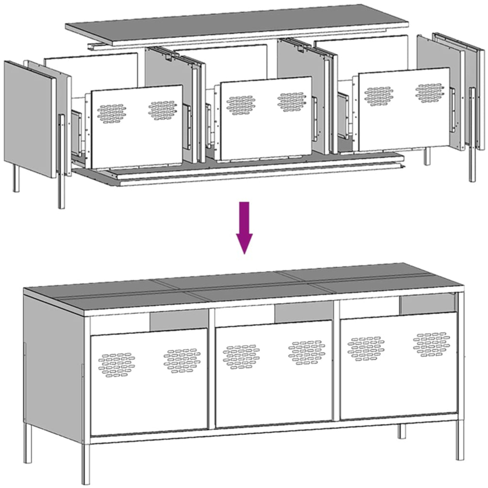 vidaXL 3 Drawer Anthracite Steel TV Cabinet Image 9