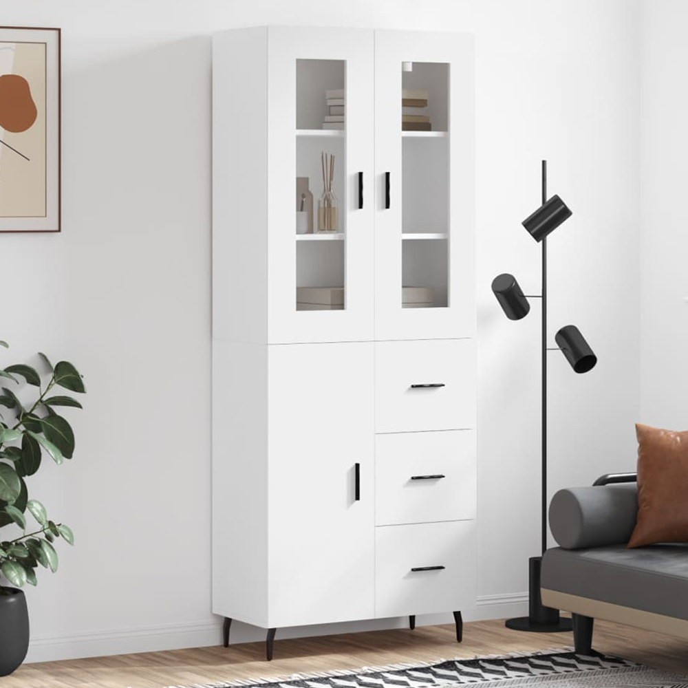 vidaXL 3 Door 3 Drawer 3 Shelf White Highboard Image 1