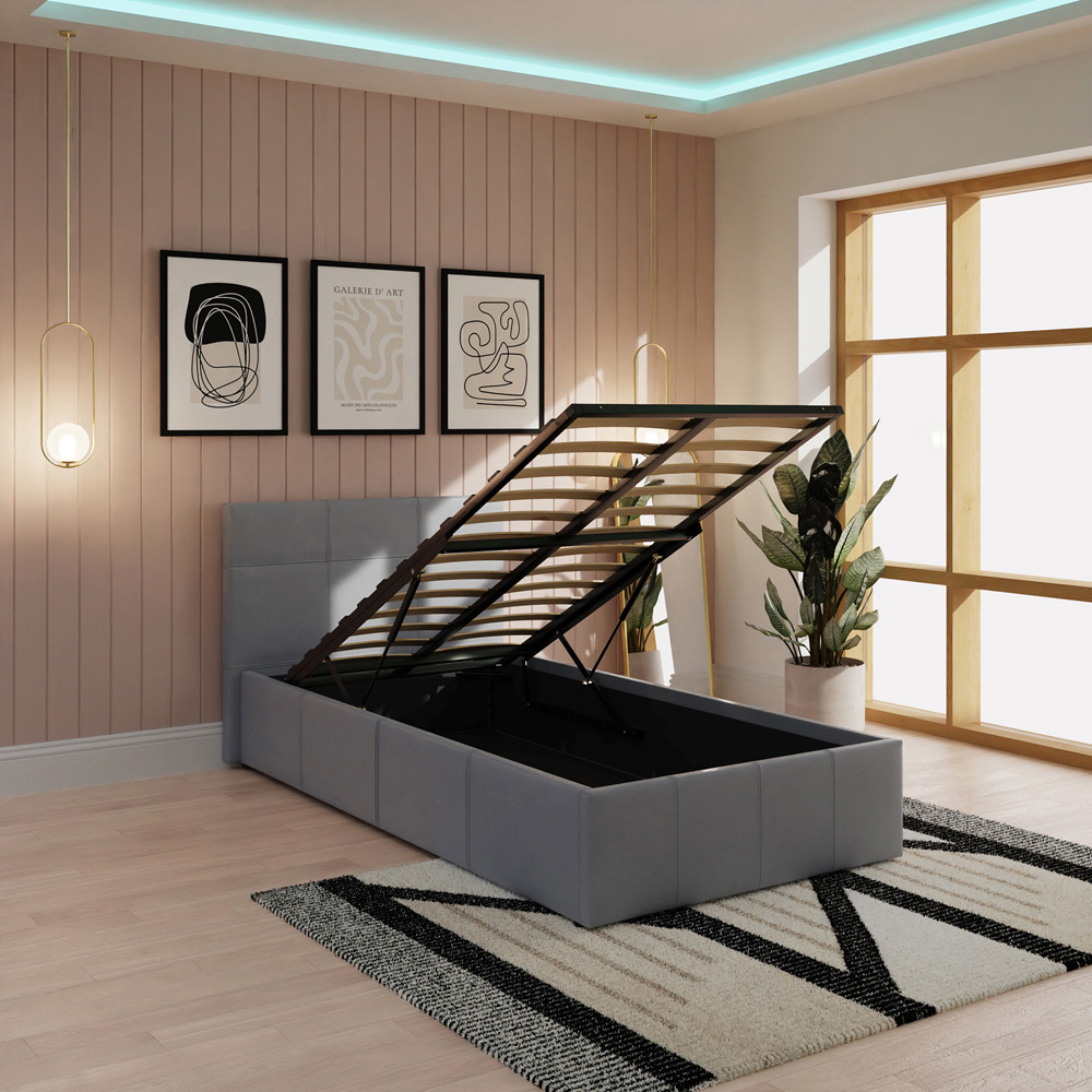 GFW Single Grey Faux Leather End Lift Ottoman Bed with Bonnell Mattress Image 8