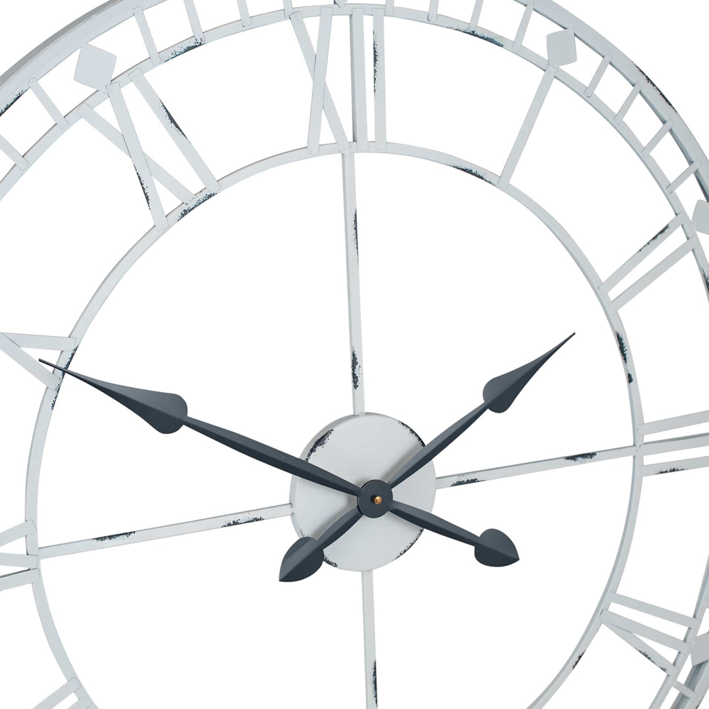 Pacific Lifestyle Antique Grey Metal Round Workframe Wall Clock with Roman Numerals 80cm Image 4
