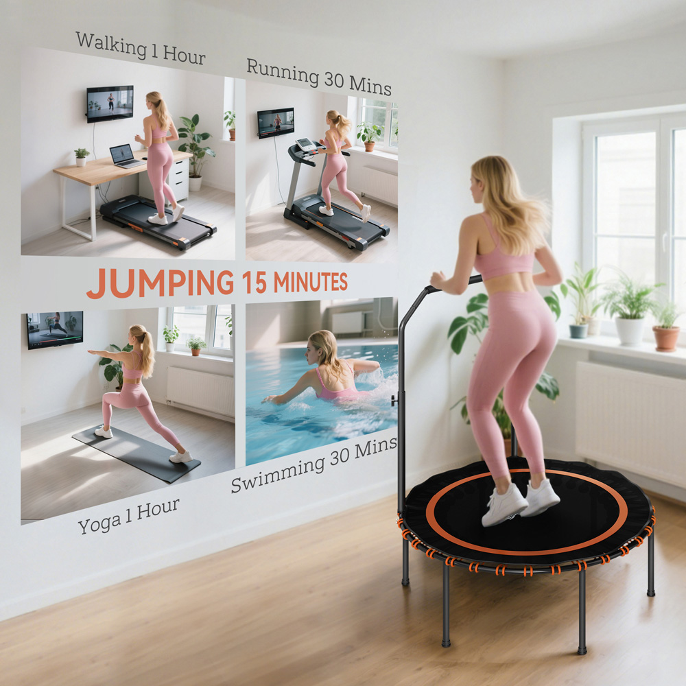 SPORTNOW 3.3ft Orange Foldable Rebounder Mini Trampoline with Handle Image 7