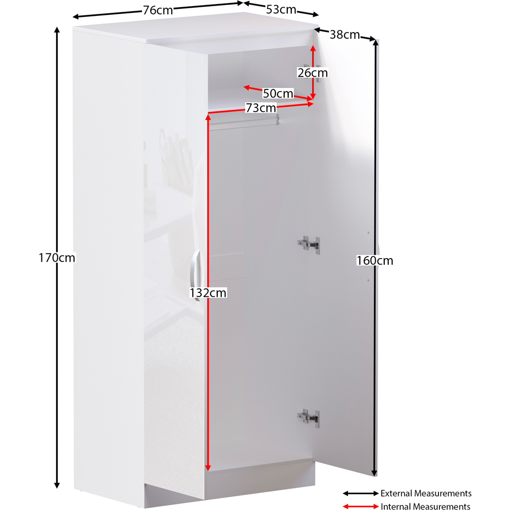 Vida Designs Hulio 2 Door White Wardrobe Image 9