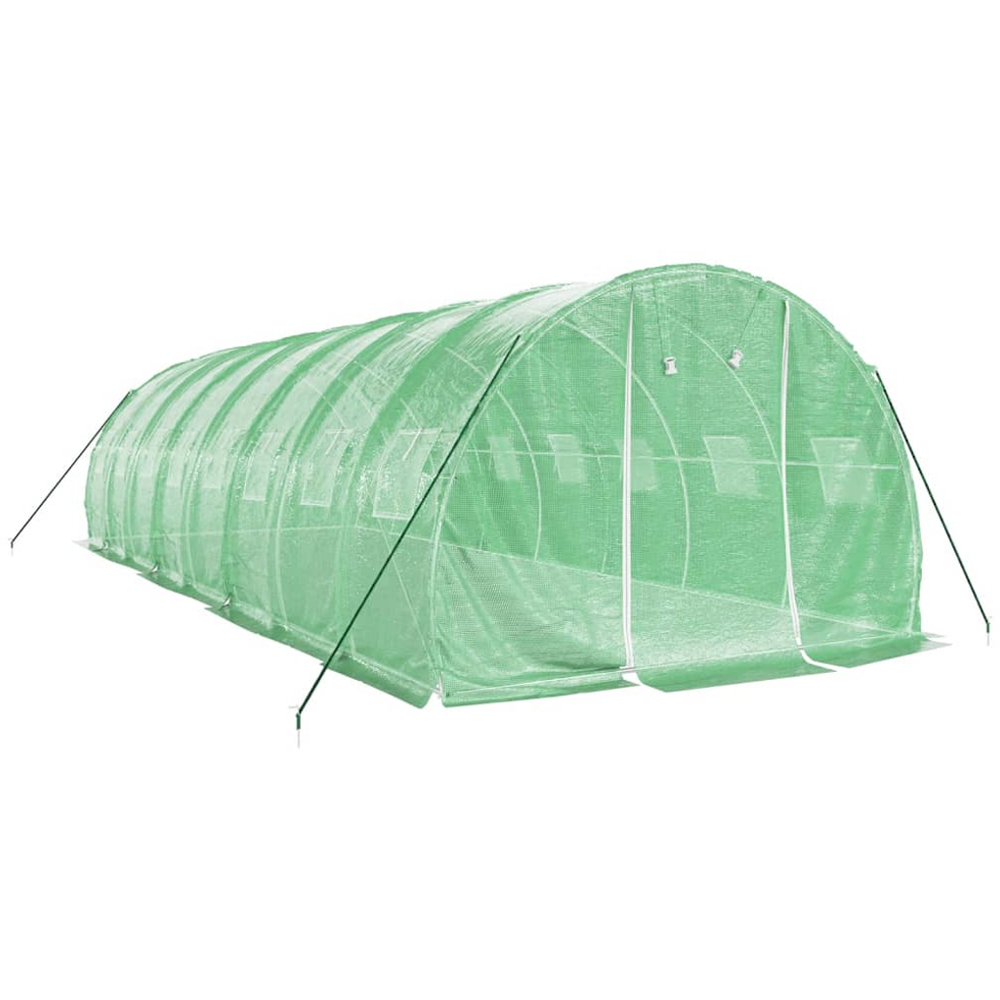 vidaXL Green Polyethylene Galvanised Steel Frame 26.2 x 9.8ft Greenhouse Image 3