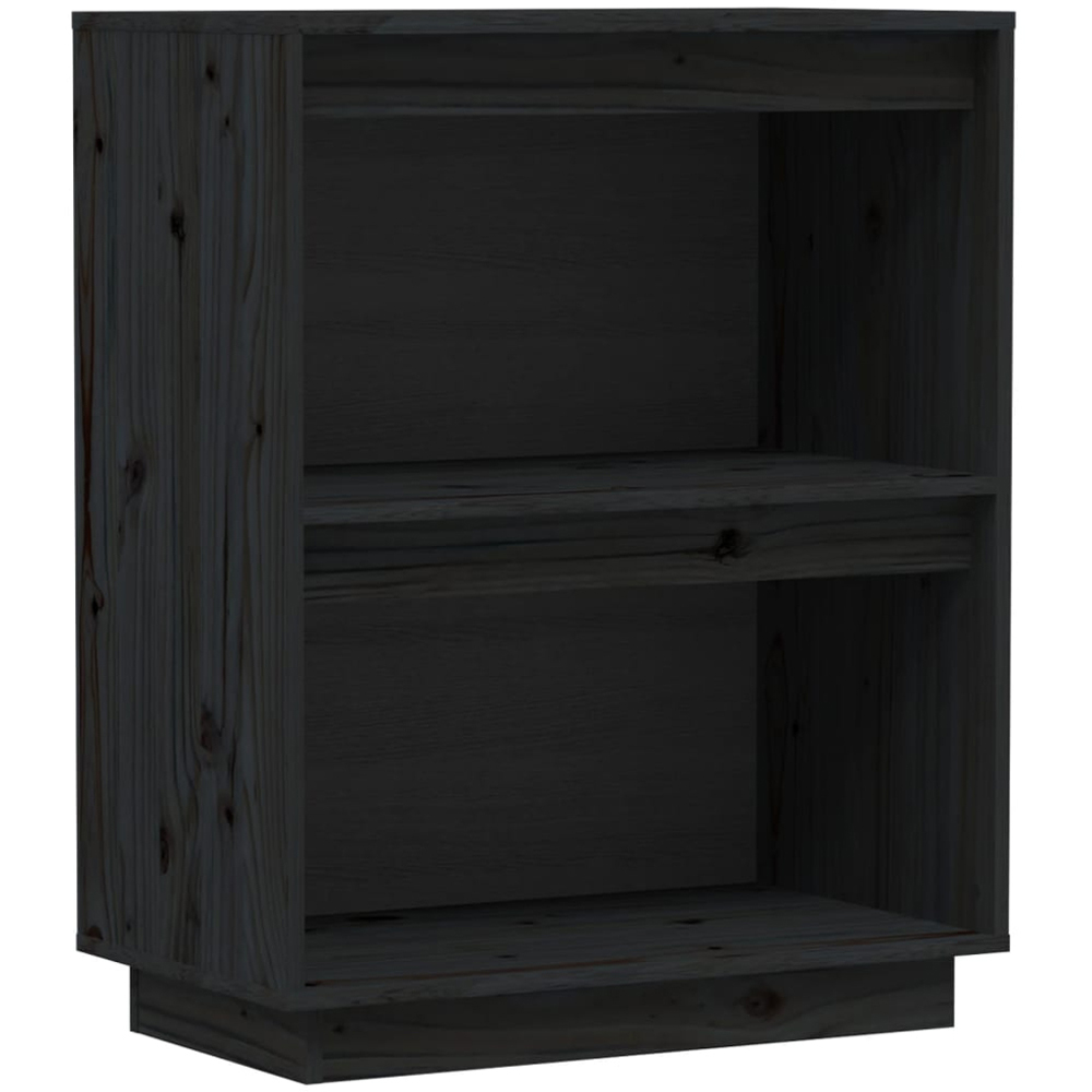 vidaXL 2 Open Shelf Black Solid Pine Wood Console Cabinet Image 2