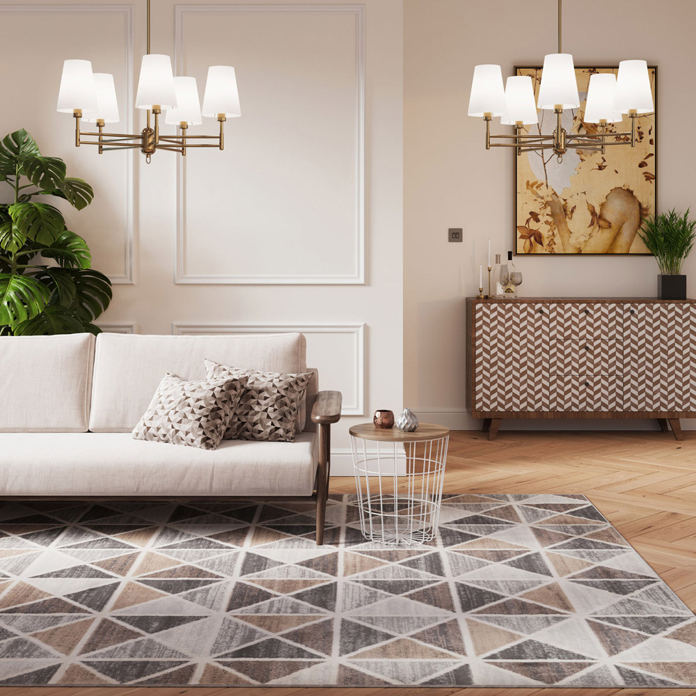 Kukoon Neutral and Beige Diamond Geometric Rug 290 x 200cm Image 2