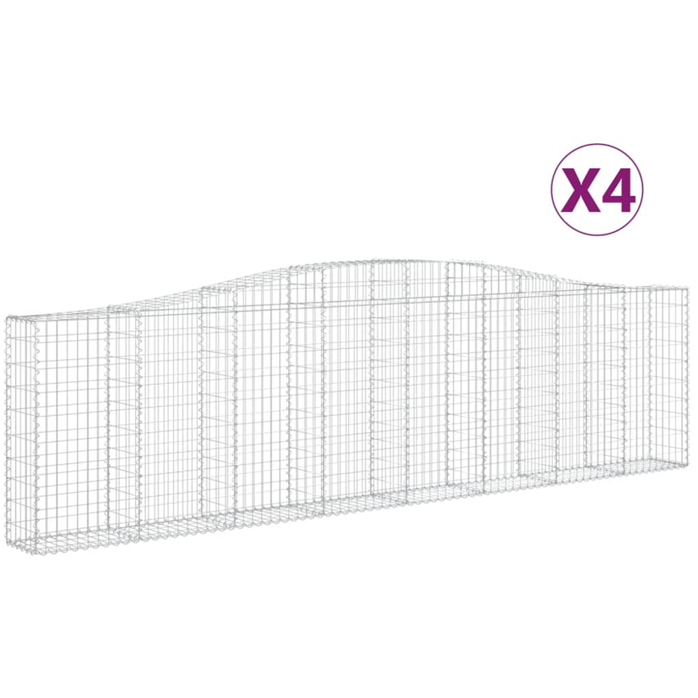 vidaXL Silver Galvanised Iron Gabion Basket 400 x 30 x 100/120cm 4 Pack Image 4