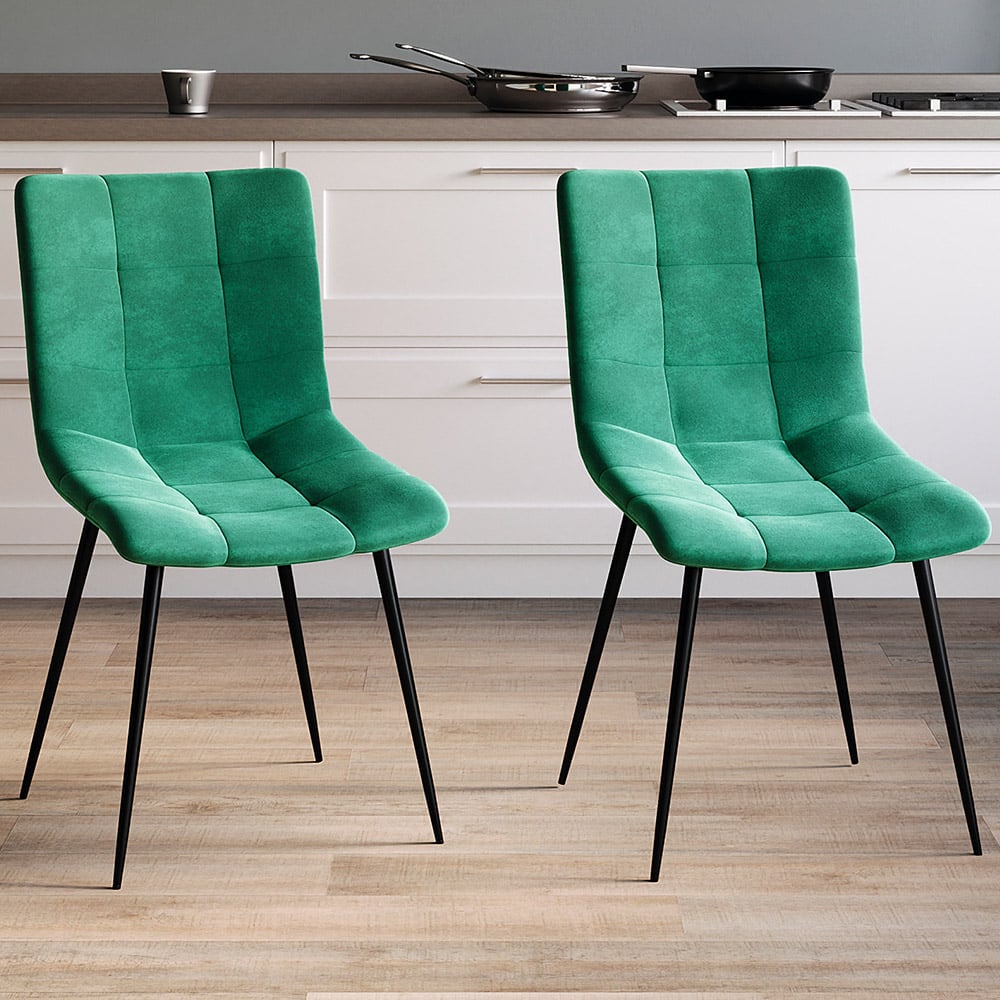 Vida Designs Richton Set of 2 Green Dining Chairs Image 1
