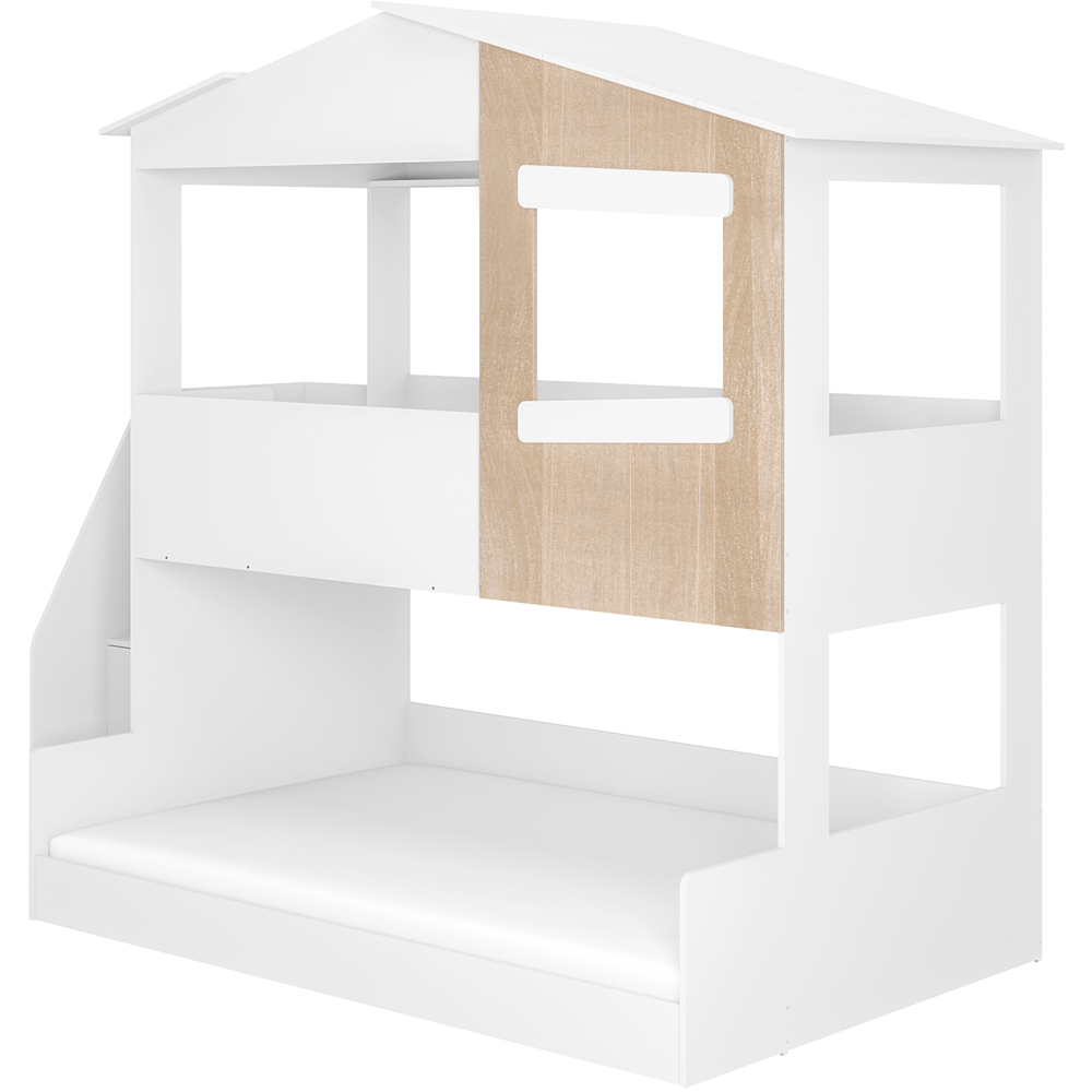 Flair Dreamland White and Oak Play House Triple Bunk Bed with Staircase Image 2