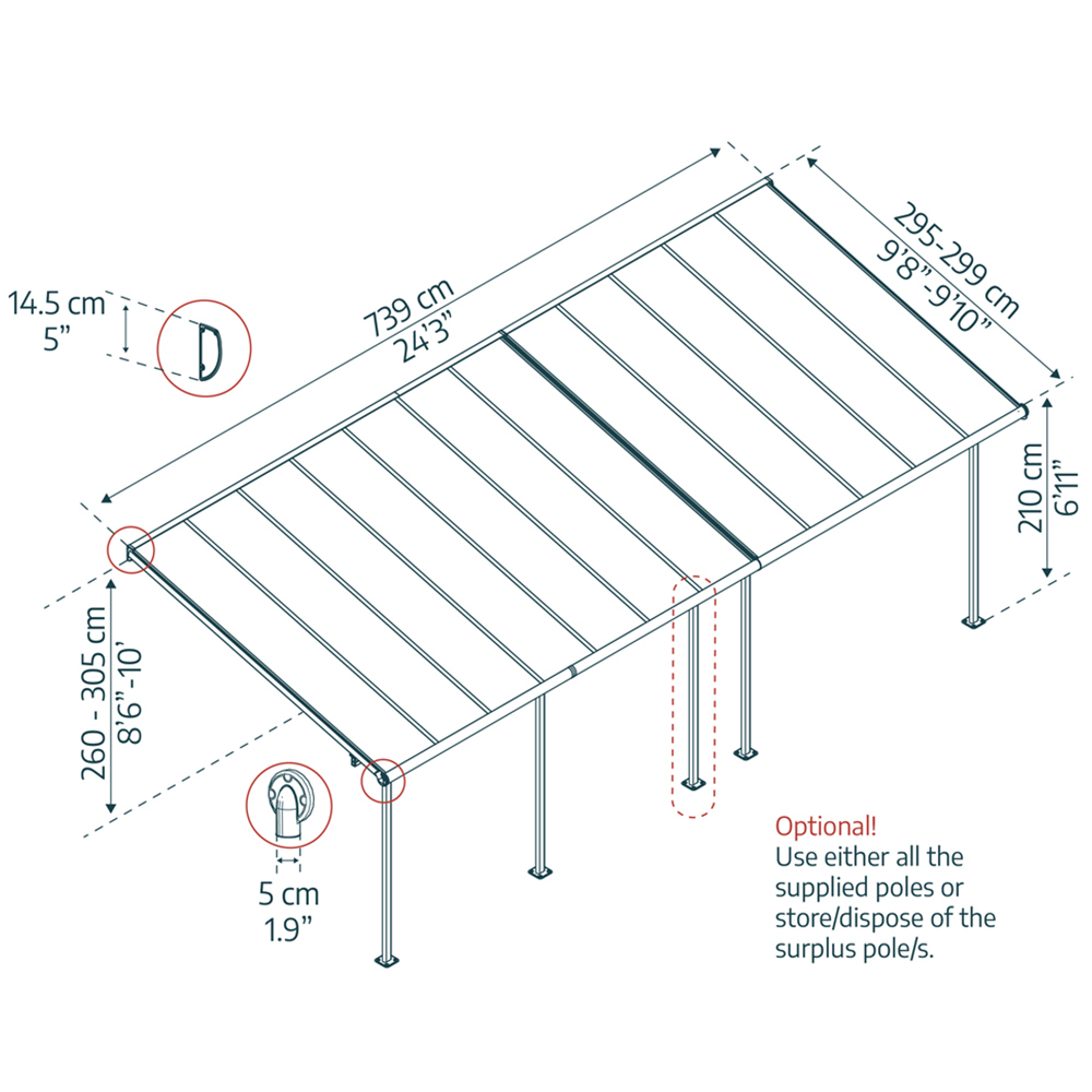 Palram Canopia Sierra White and Clear 3 x 7.3m Patio Cover Image 2