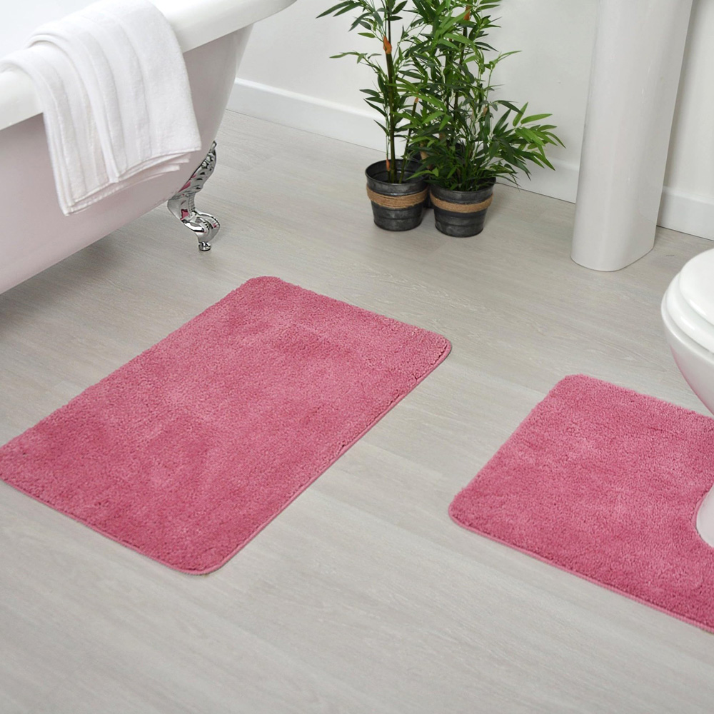 Allure Bath Fashions Rose Pink Microfibre Luxury Non-Slip Pedestal Mat 50 x 50cm Image 2