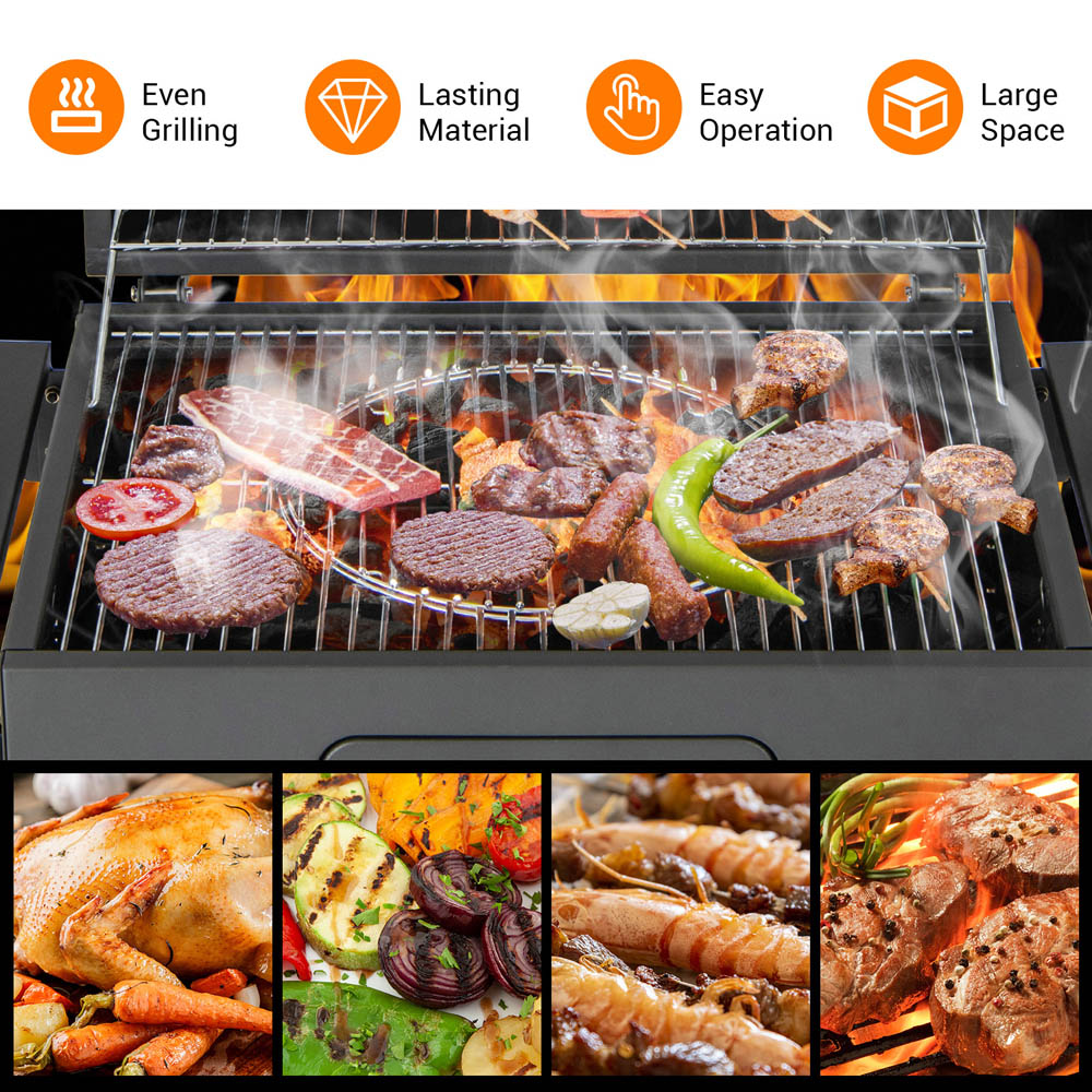 Costway Charcoal BBQ Grill with Foldable Side Tables Image 6