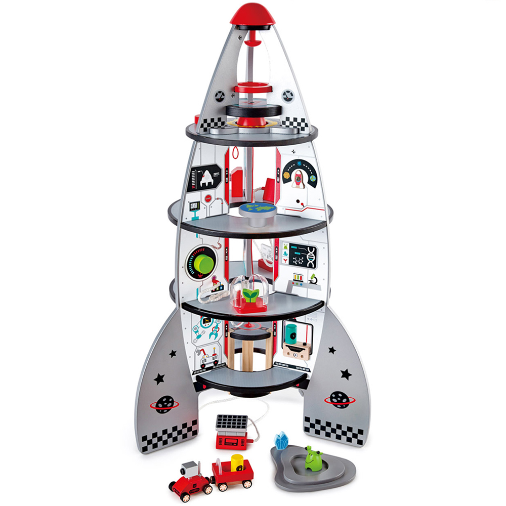 Hape 4 Tier Rocket Ship Play Set Image 1