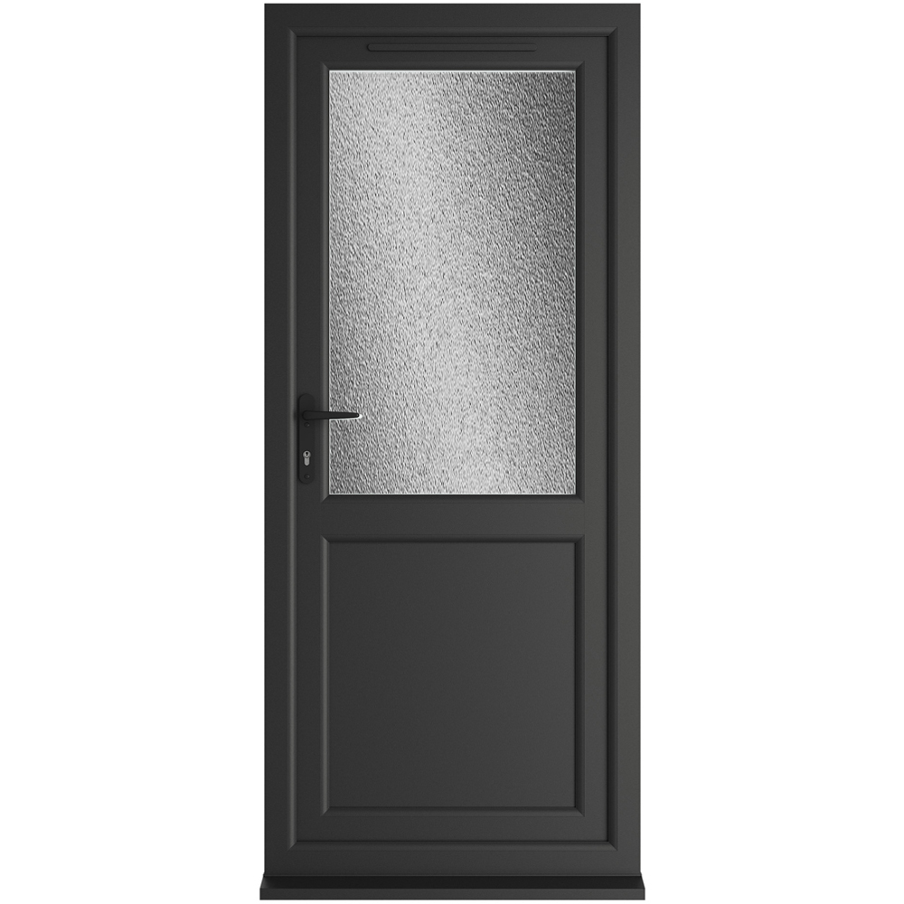 Crystal Black and White Half Glass RH Open Obscure Triple Glazed Door 840 x 2090mm Image 1