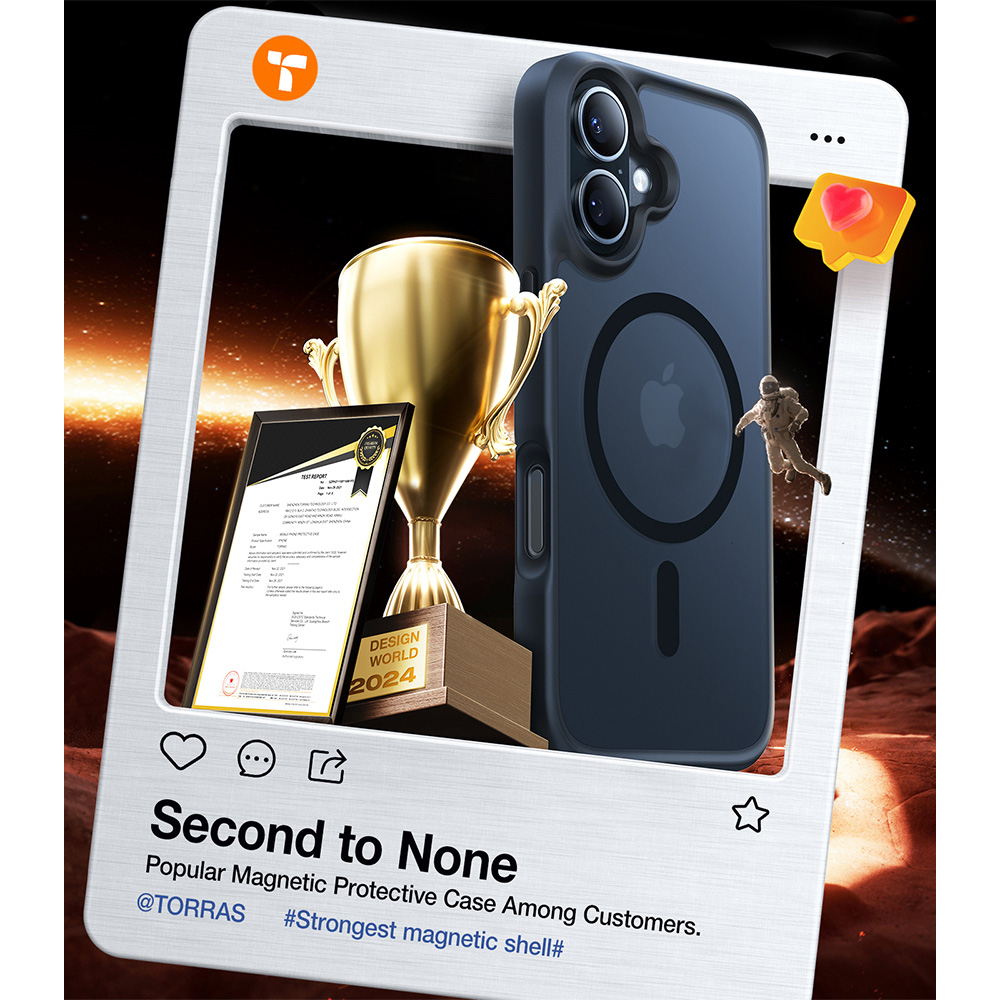 Torras Guardian Black iPhone 16 Magnetic Phone Case Image 3