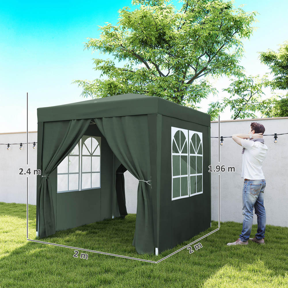 Outsunny 2 x 2m Green Marquee Pop Up Gazebo Party Tent Image 8