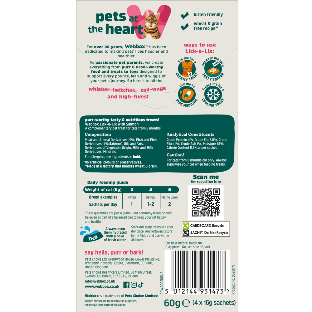 Pack of 4 Webbox Lick-E-Lix Cat Treats Salmon Image 2