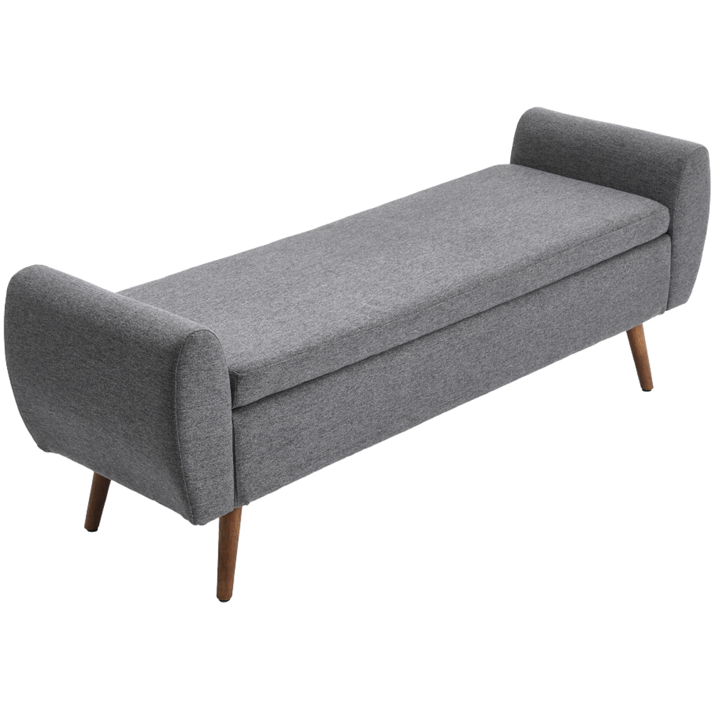 Living and Home Grey Linen Upholstered Storage Bench Image 3