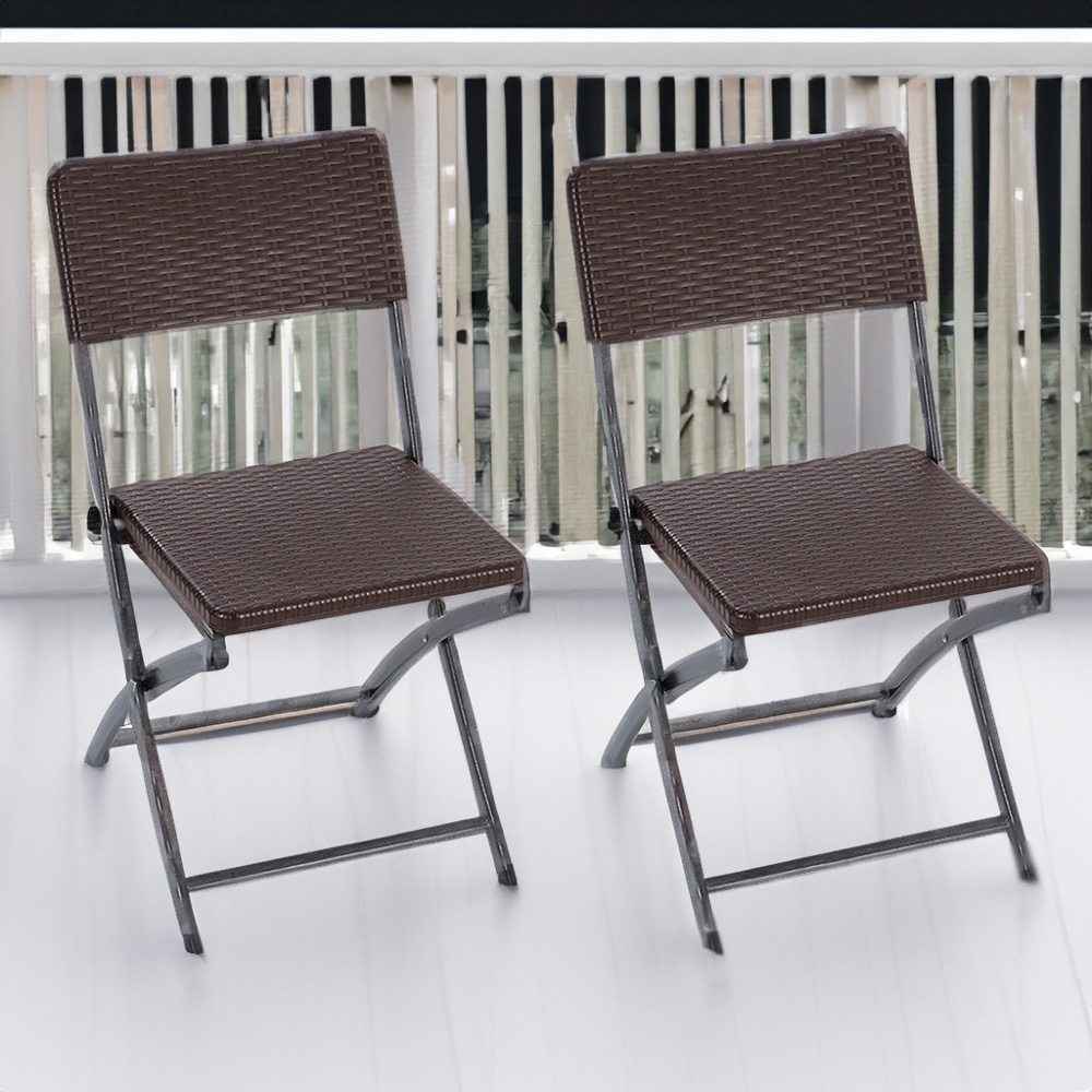 Living and Home Set of 2 Outdoor Rattan Plastic Chair Image 1