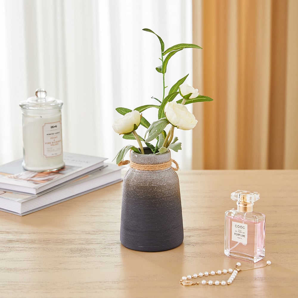Living and Home Gradient Grey Ceramic Flower Vase Table Decor Ornament 14cm Image 2