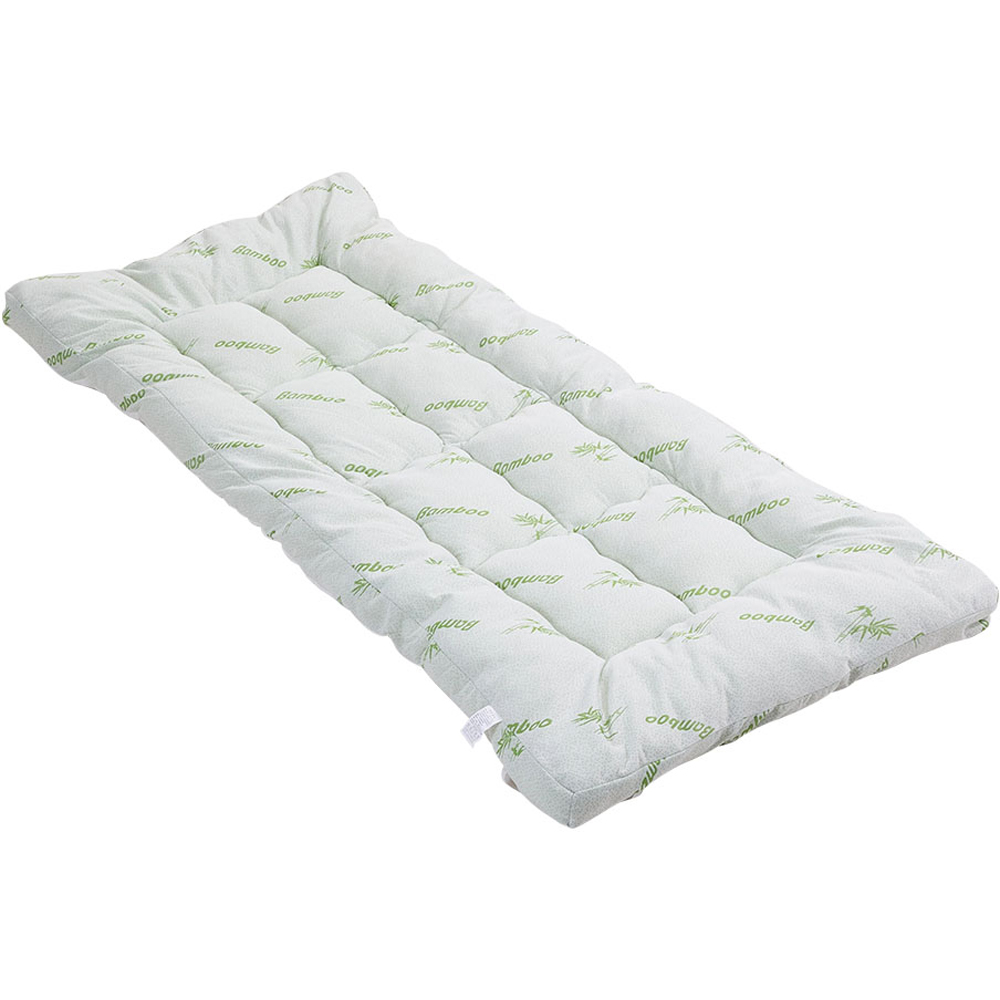 Living and Home Double White and Green Bamboo Leaf Quilted Mattress Topper Image 3