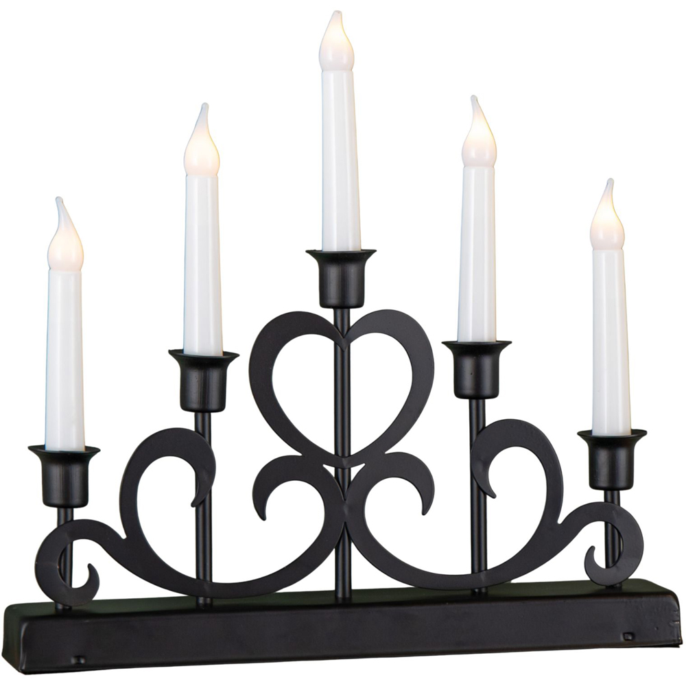 Samuel Alexander 5 Warm White LED Black Metal Light Up Christmas Candle Bridge 32cm Image 2