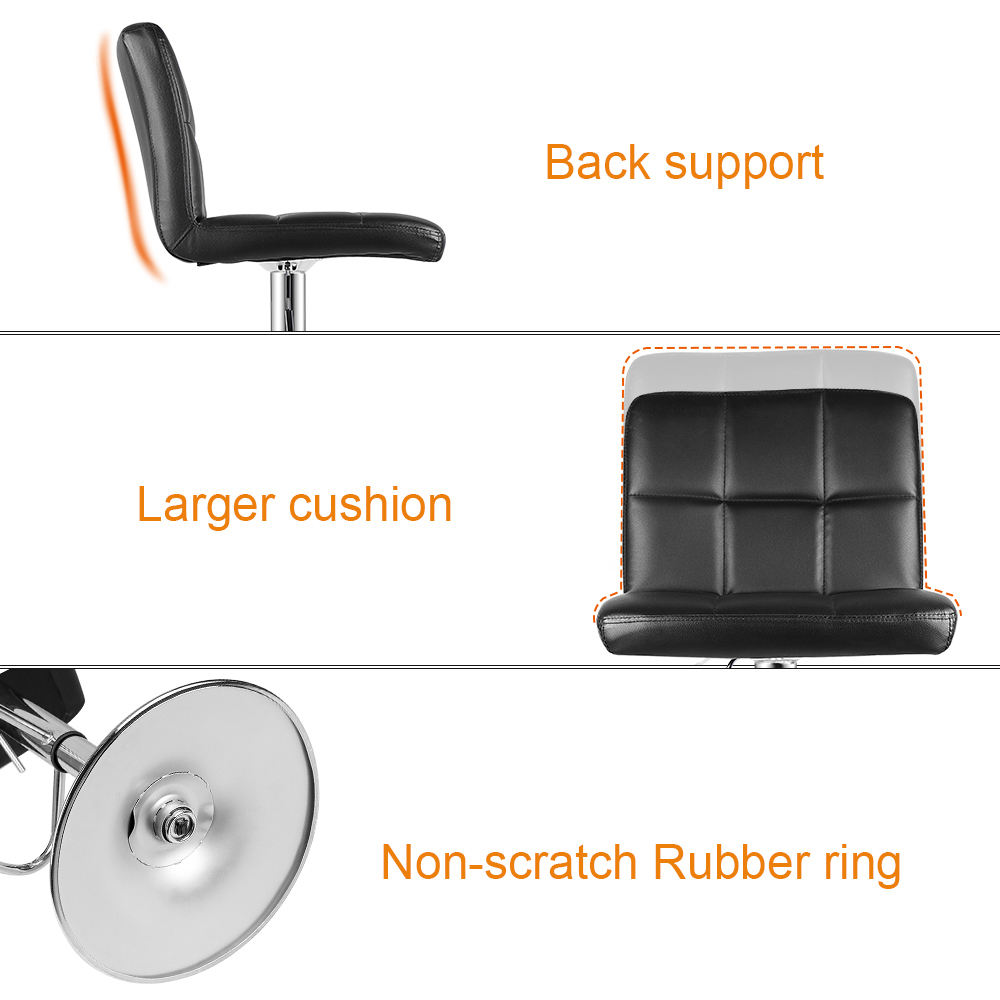 Rattrix Set of 2 Black Leather Height Adjustable Swivel Bar Stools Image 7