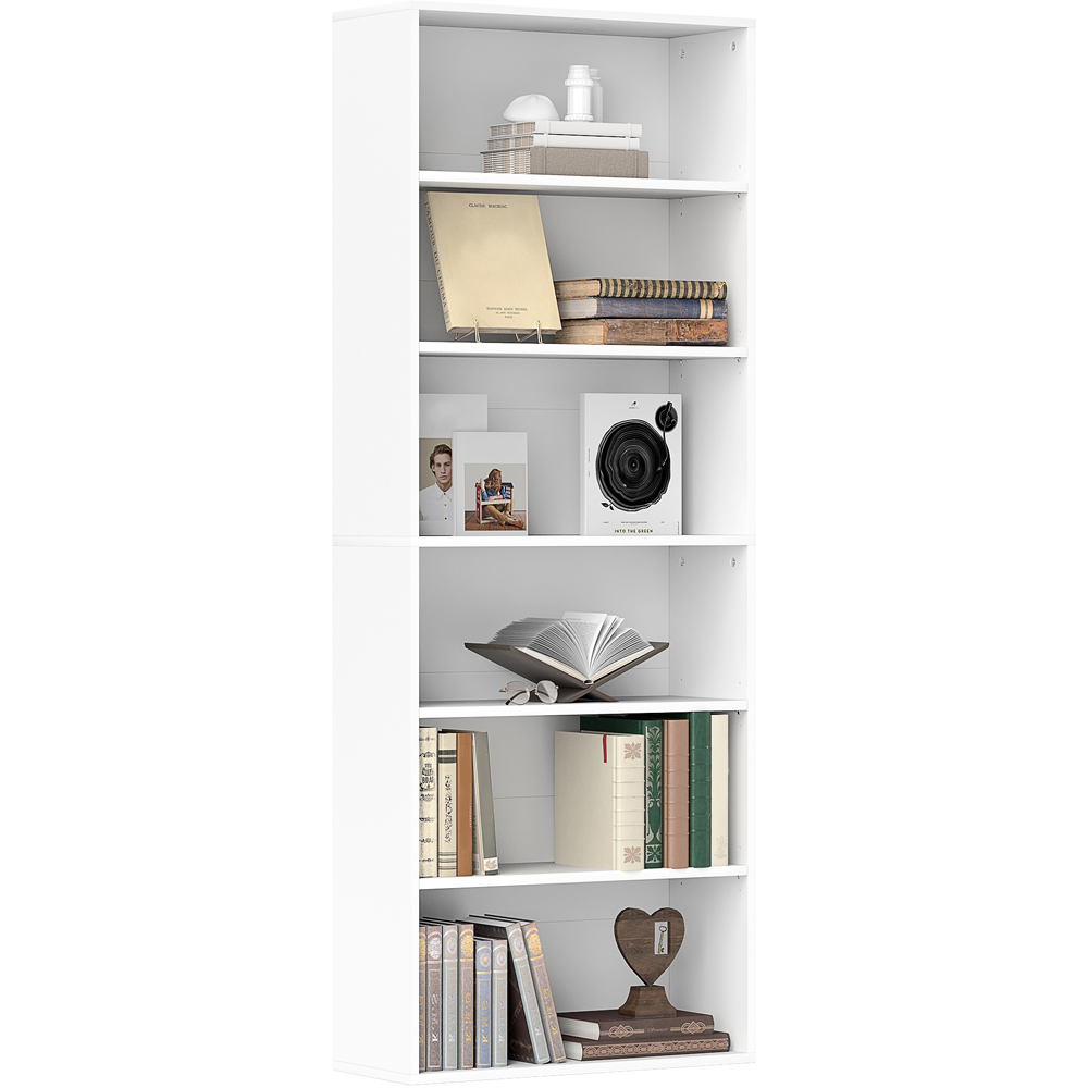 HOMCOM 6 Shelf White Freestanding Bookshelf Image 2