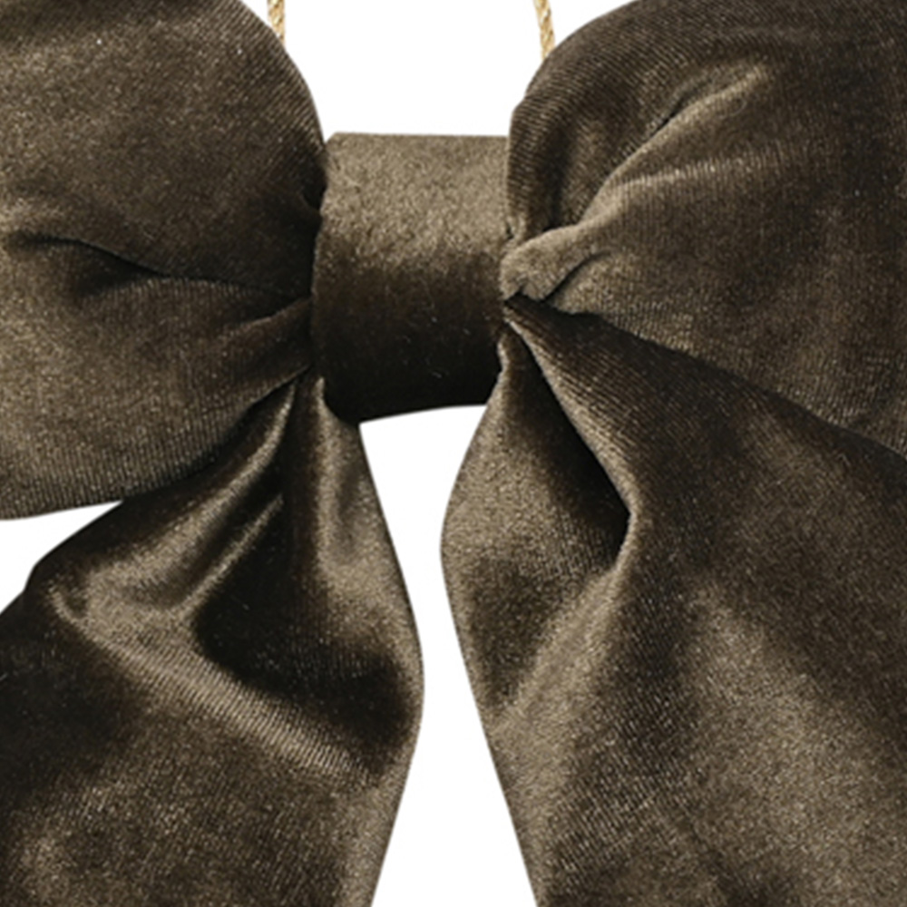 The Seasonal Gift Co. Dark Green Velvet Bow Hanging Christmas Decoration 26 x 32cm Image 2