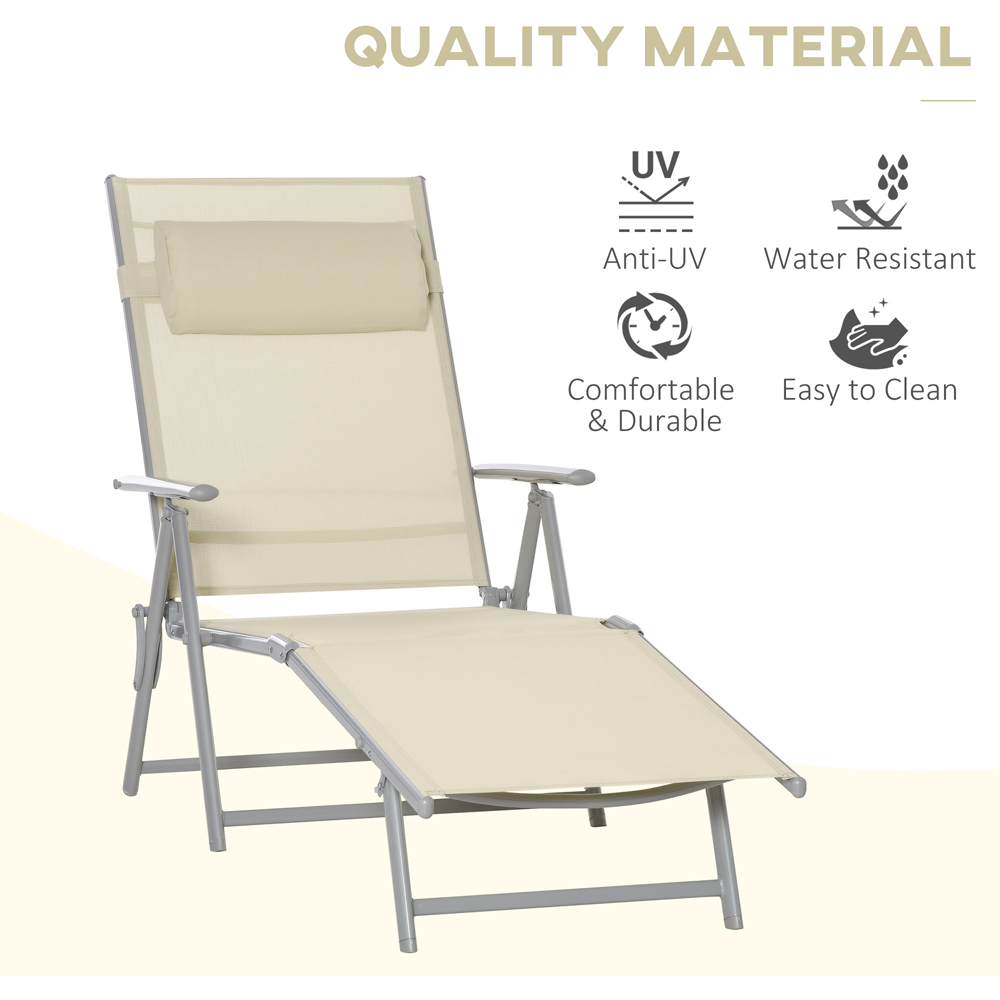 Outsunny Beige 7 Level Adjustable Folding Recliner Chair Image 4